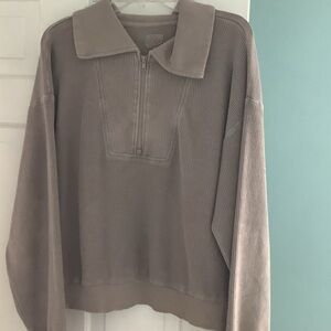 Thread & Supply Taupe Half-Zip Sweatshirt